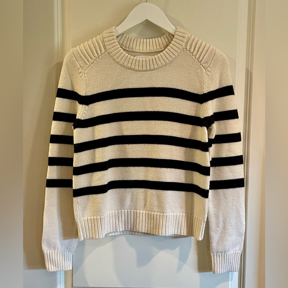 AYR Cream and Black Striped Crewneck Sweater - Women's